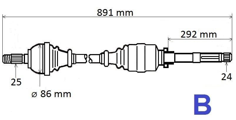 Drivaxel - Citroën C3/P208 1.6THP höger från Autofrance