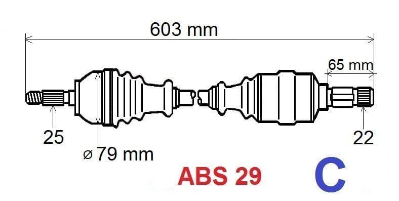 Drivaxel - Citroën Xsara 1.4/1.6 16V Abs29 vänster