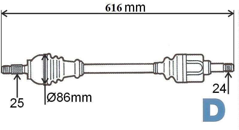 Drivaxel - Peugeot 308 1.6HDI/2.0 07> Mc- vänster
