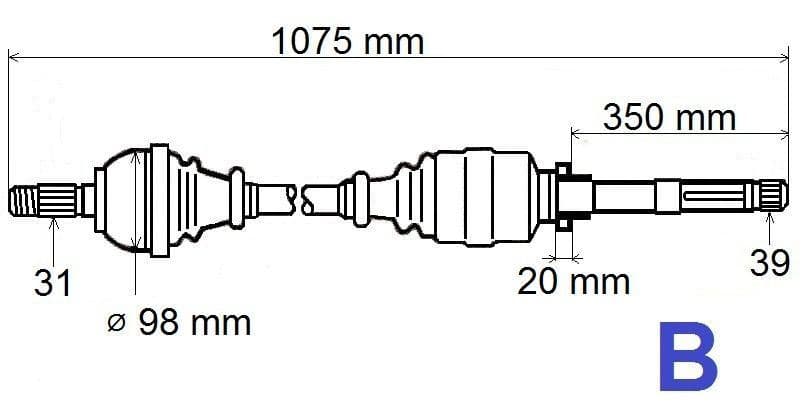 Drivaxel - Renault Master III 2.3DCI 14> höger från Autofrance
