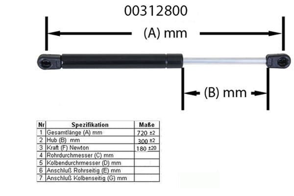 Gasfjäder motorhuv från Galwin