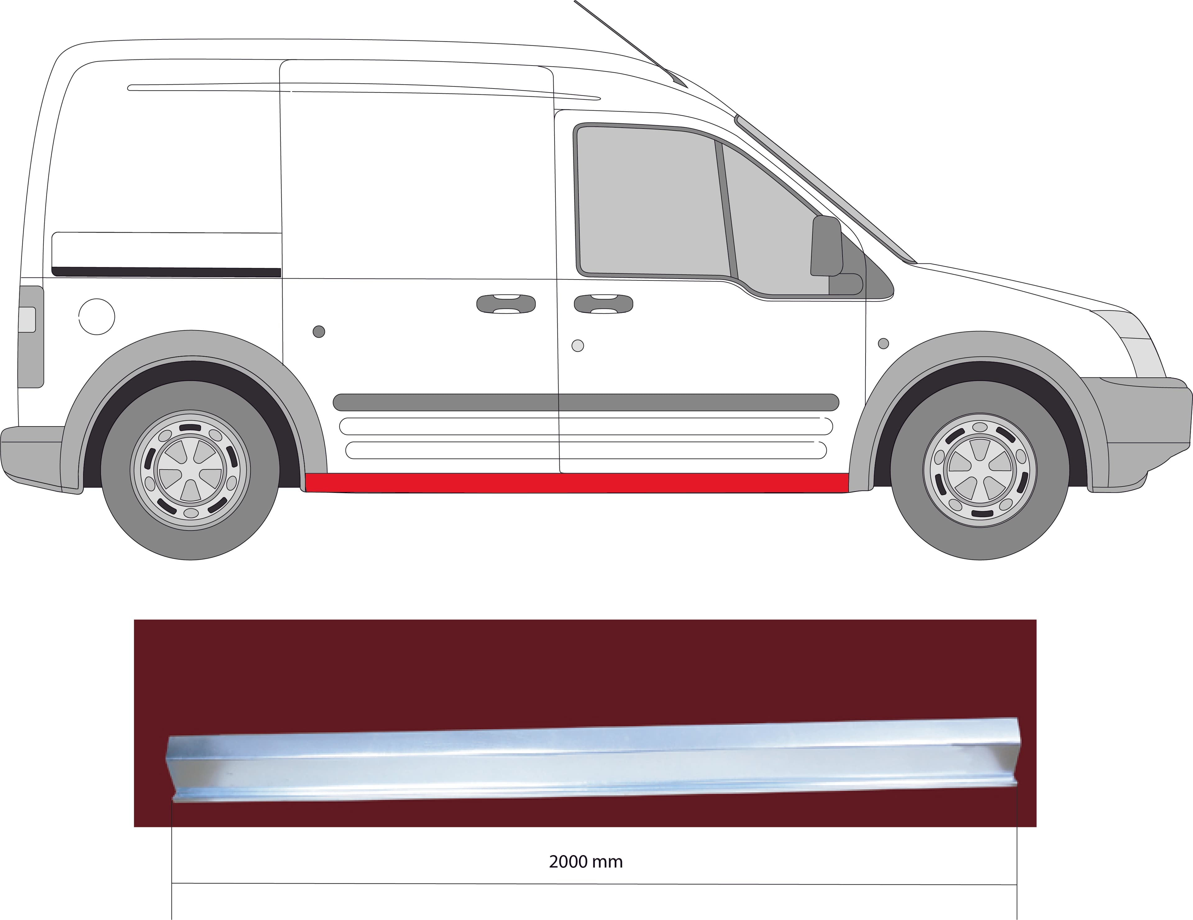 Reparationsplåt för nedre del av tröskel vä/hö — Båda sidor, nedre från Galwin