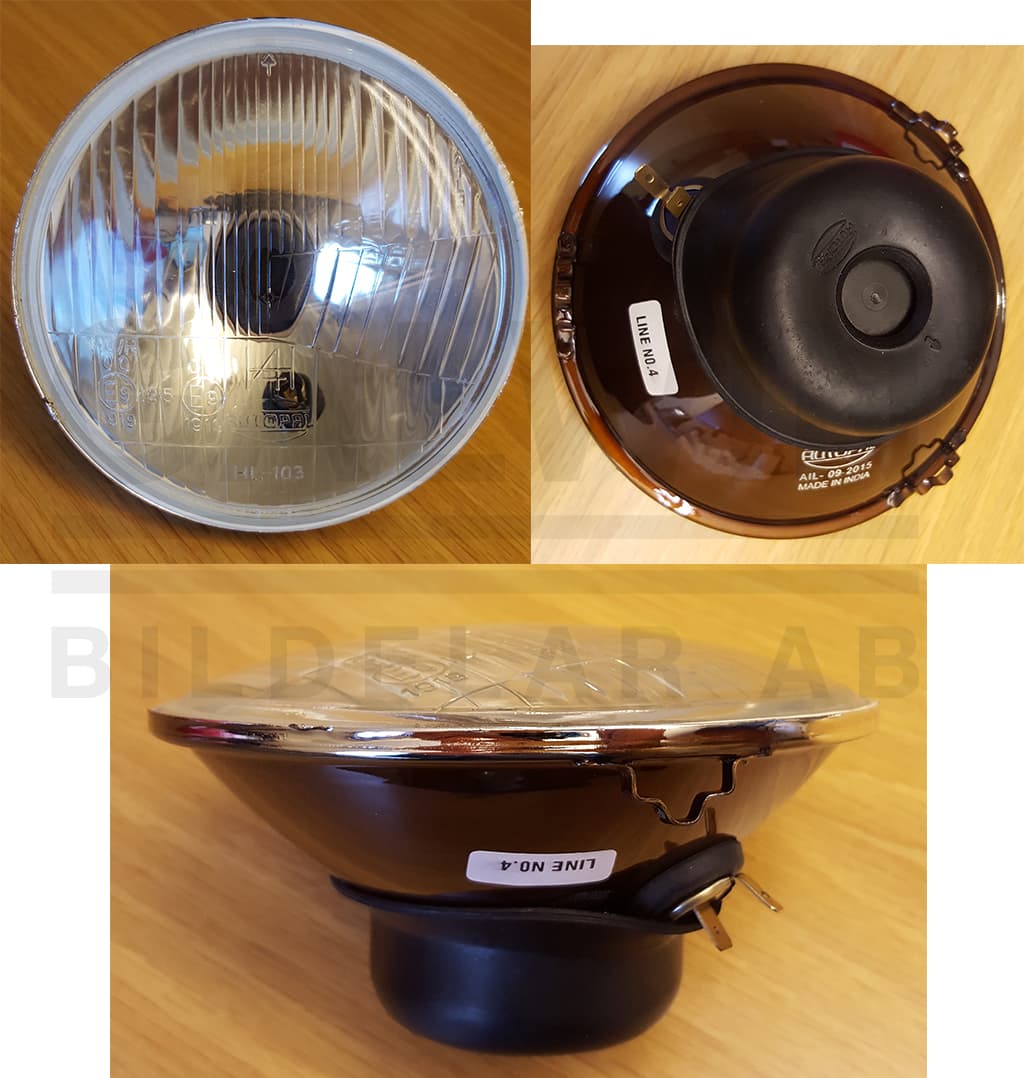 Strålkastarinsat 5 3/4" (146mm) H4 med parkljus, buktat glas från Galwin