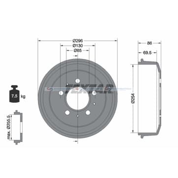 Bromstrumma 69,5 Ø-296mm från Autofrance