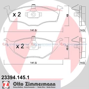 Bromsbeläggssats, Framaxel från Autofrance