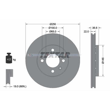 Bromsskiva ytterø-256mm från Autofrance