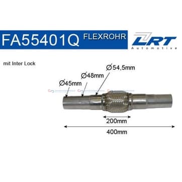 Flexrör, avgassystem Ø-54,5 200mm Inter Lock från Autofrance