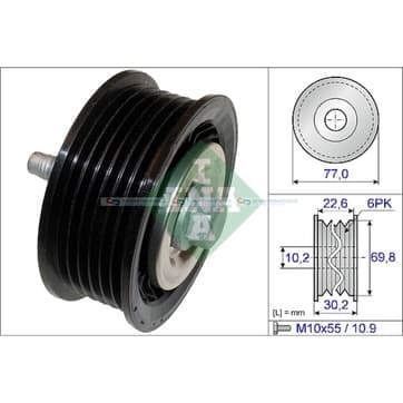 Styrrulle, flerspårsrem Ø-76x 30mm från Autofrance