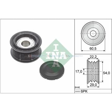 Styrrulle, flerspårsrem Ø-60,5x 29mm från Autofrance