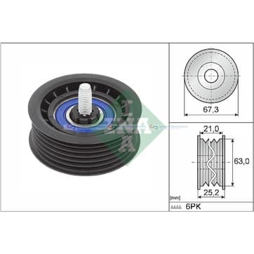 Styrrulle, flerspårsrem Ø-67,3x 25,2mm från Autofrance