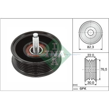 Styrrulle, flerspårsrem Ø-82,3x 30mm från Autofrance