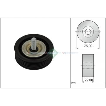 Styrrulle, flerspårsrem Ø-75x 22mm från Autofrance