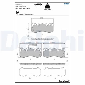 Bromsbeläggssats WVA:25658, 24873, 24874 mit Zu från Autofrance