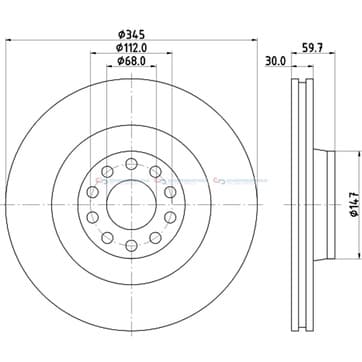 Bromsskiva ytterø-345mm från Autofrance