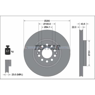 Bromsskiva AußenØ-280mm från Autofrance