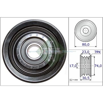 Styrrulle, flerspårsrem Ø-80x 30,5mm från Autofrance