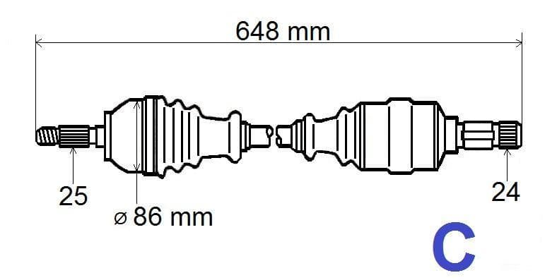 Drivaxel - Citroën C5 2.0 16V 01-04 vänster från Autofrance