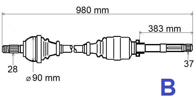 Drivaxel - Citroën C5 III/C6 2.2HDI 06> höger