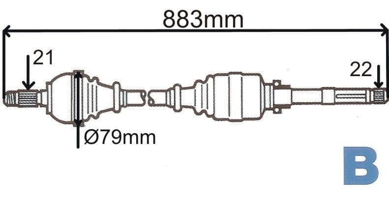Drivaxel - Peugeot 206 1.4/1.6 höger
