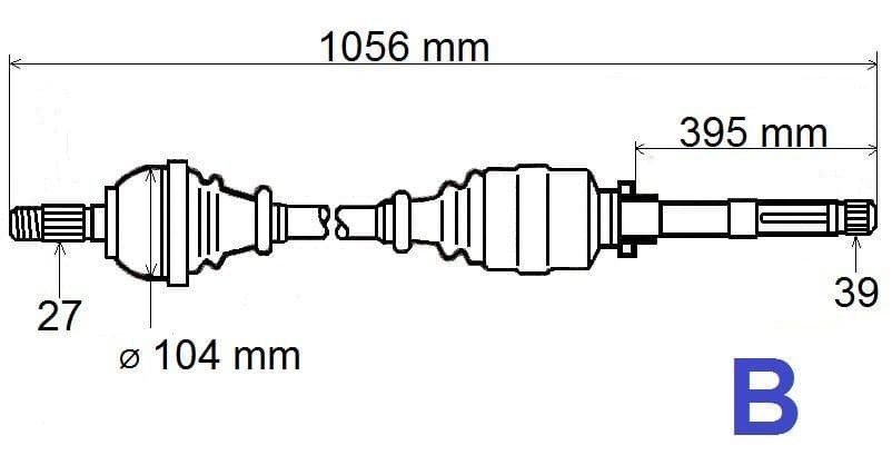 Drivaxel - Renault Trafic II 2.5DCI 01> höger