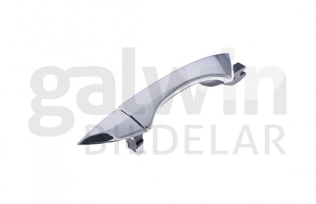 Dörrhandtag fram/bak hö, utan hål för lås, kromat från Galwin