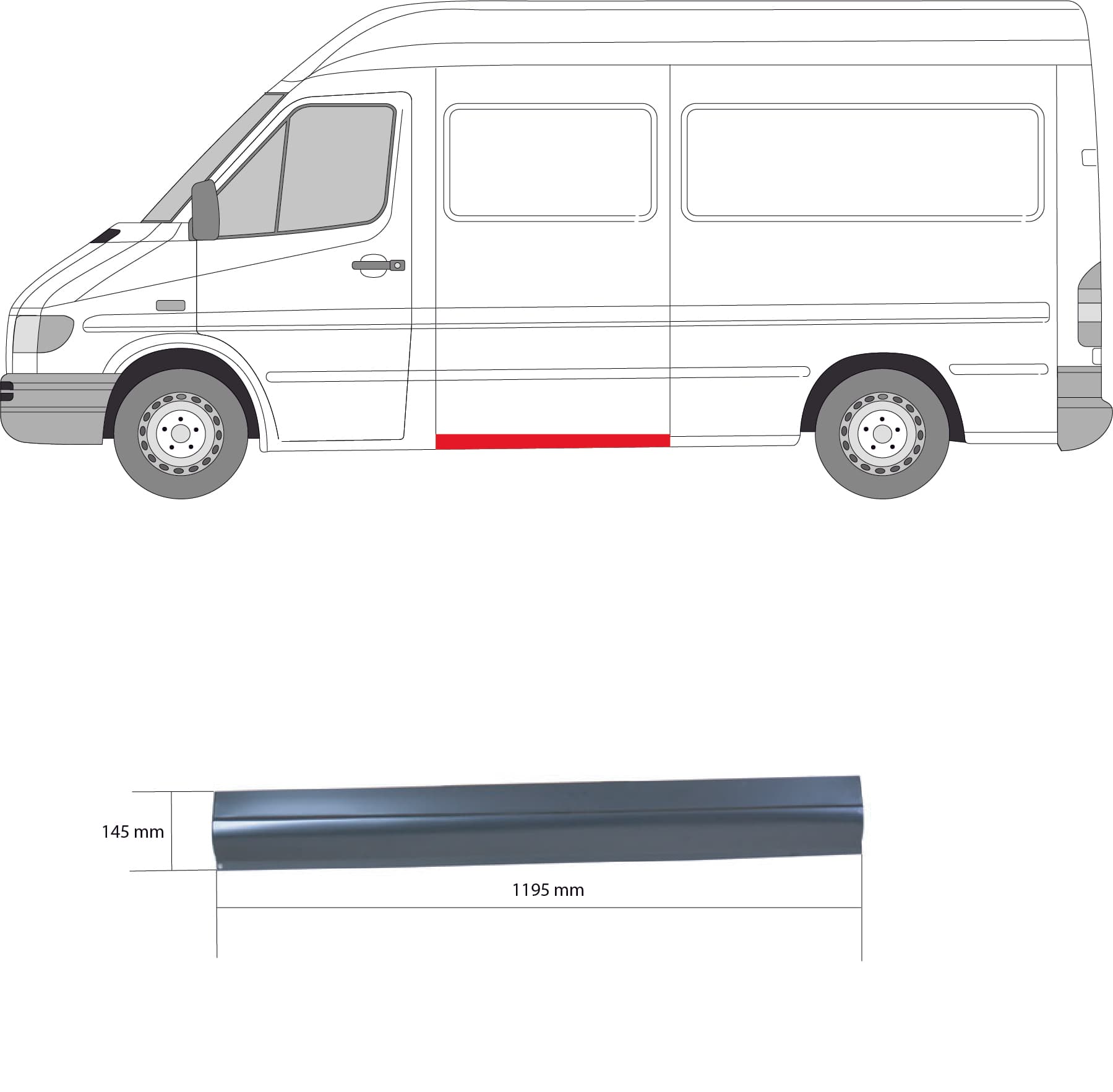 Tröskel vä bakom dörr (118,5cm) från Galwin