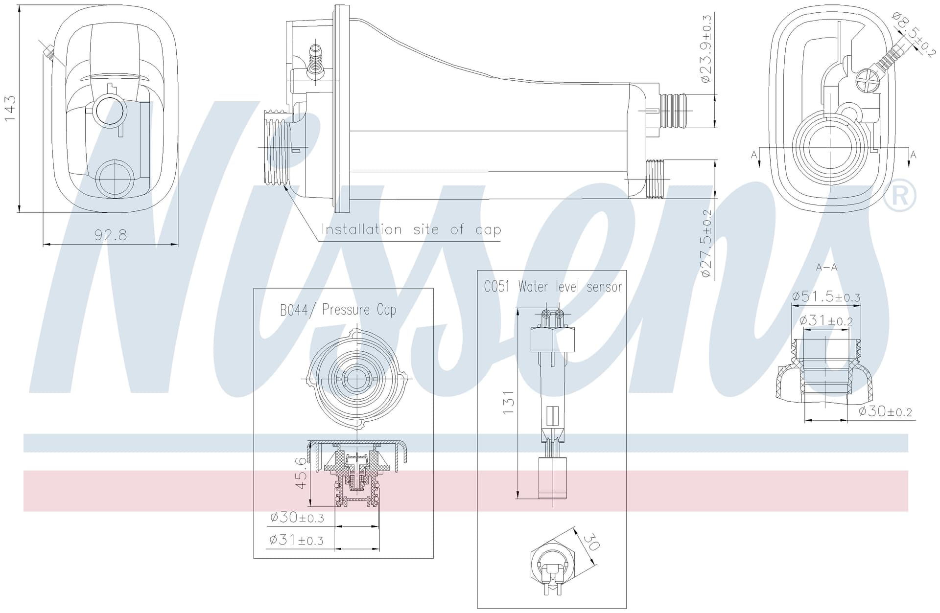 Expansionstank, inkl lock & givare