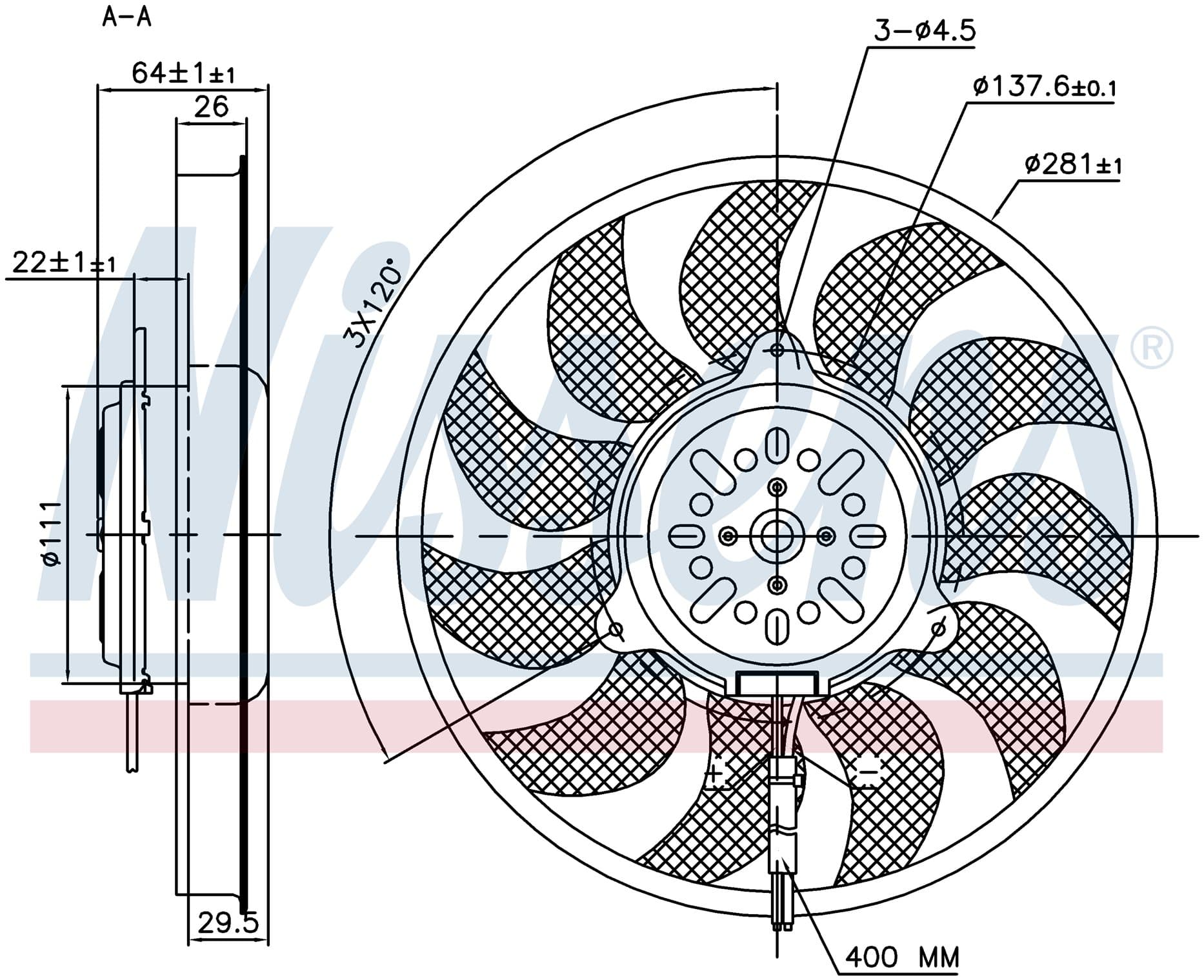 Kylarfläkt, höger, blad+motor, ersätter Valeo — Höger från Galwin