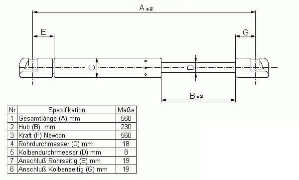 Gasdämpare baklucka HB 93-00