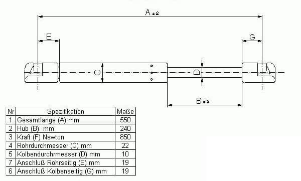 Gasfäder baklucka, för bil med torkare bak