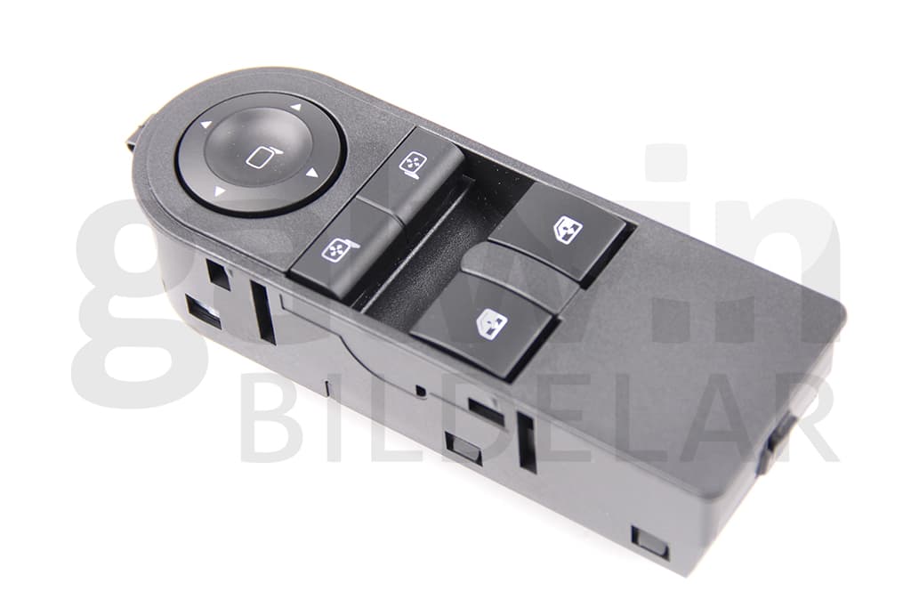 Knappsats fönsterhiss, fram/bak, 6 knappar, svart/silver