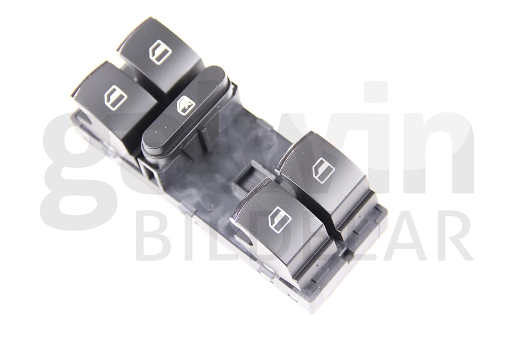 Knappsats fram fönsterhiss, 5st knappar, svart/krom