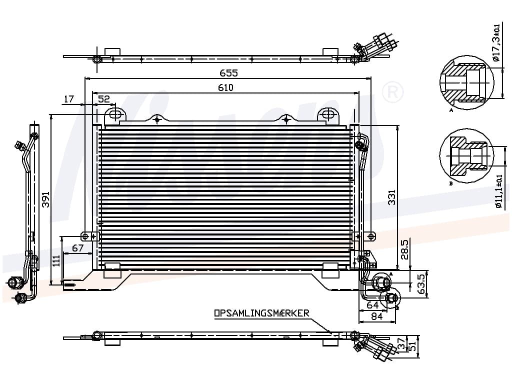 Kondensor MB W 210 E 250TD/T-Modell/300TD/T-Modell man/ från Galwin