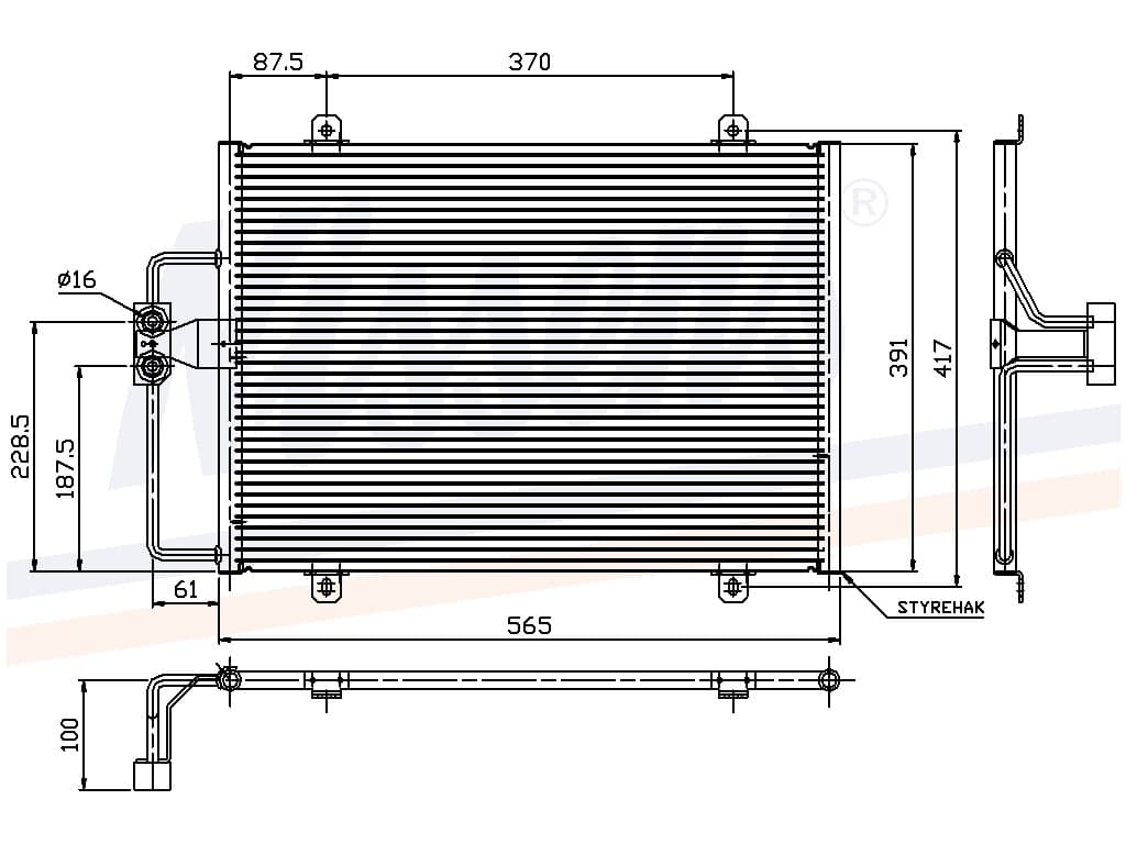 Kondensor Renault Megane 1,4/1,6I/E/2,0I/1,9D/TDI/DTI M från Galwin