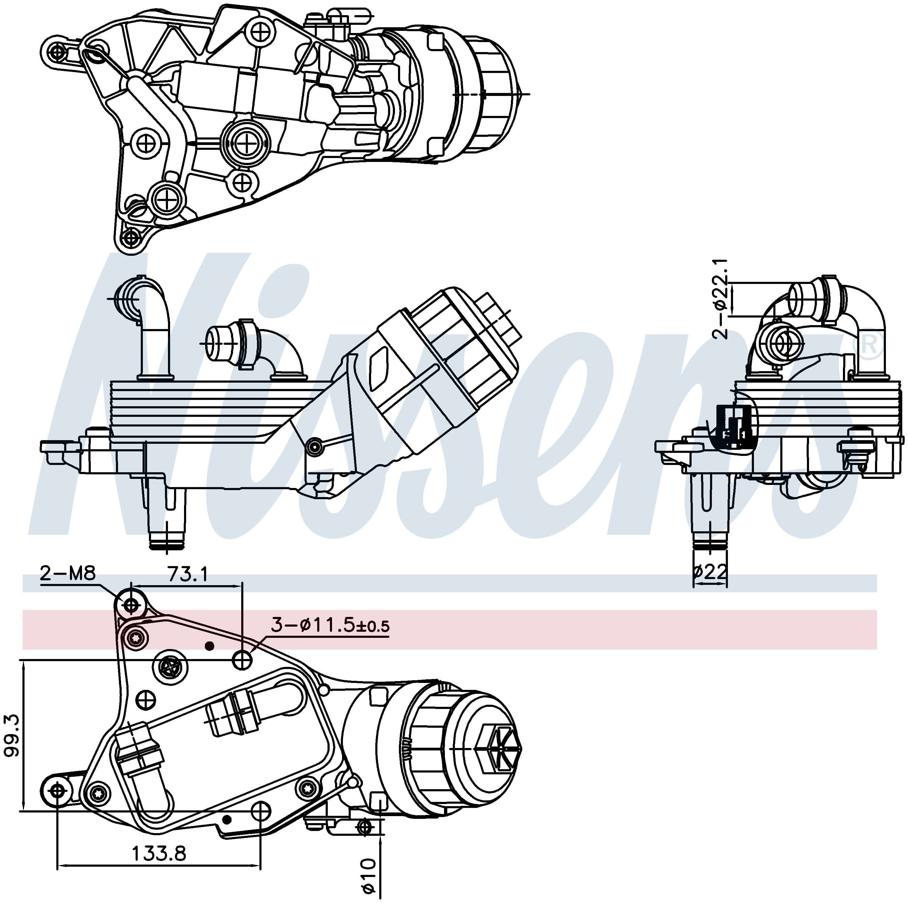 Oljekylare inkl hus & filter, Alfa, Fiat, Opel från Galwin