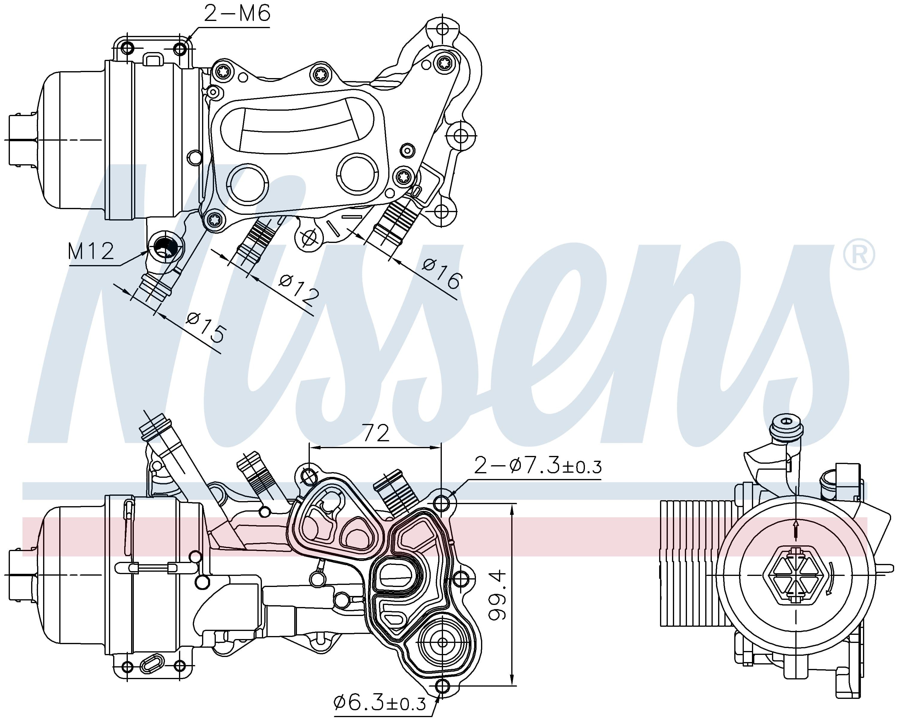 Oljekylare motor inkl filterhus, Citroen, Peugeot mfl från Galwin