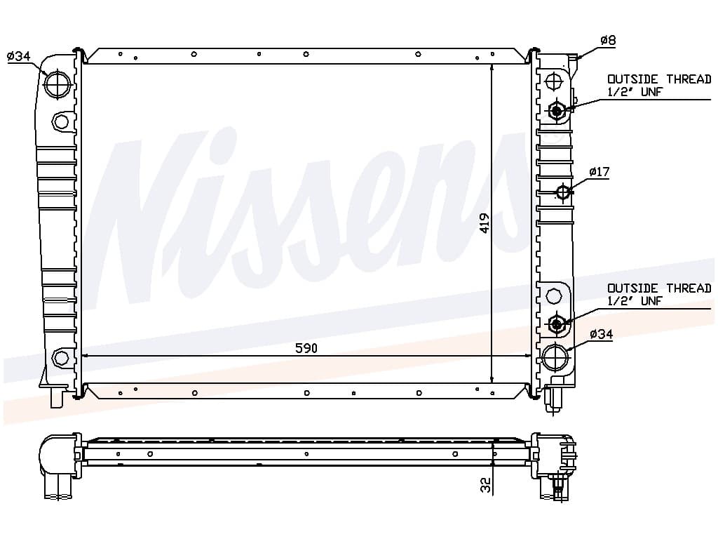 Kylare aut 590 x 419 x 32 "mellanstor"