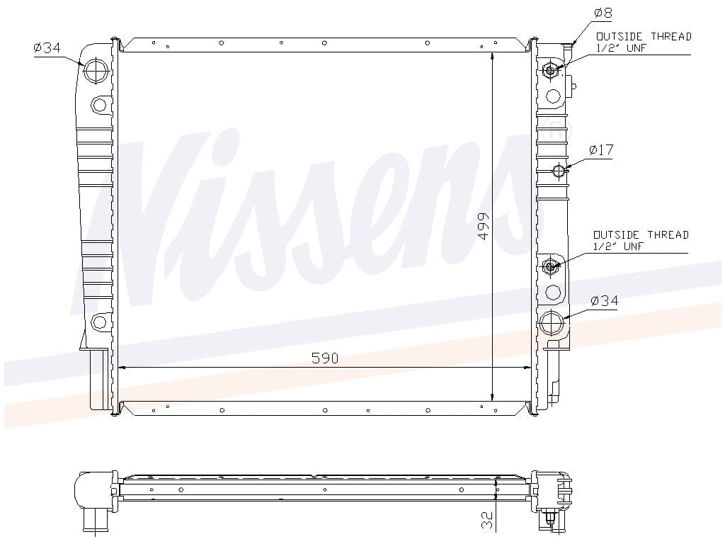Kylare aut -98 590 x 498 x 32 "stor"