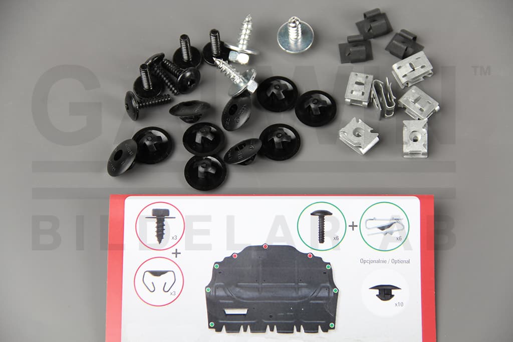 Monteringssats för hasplast under motor