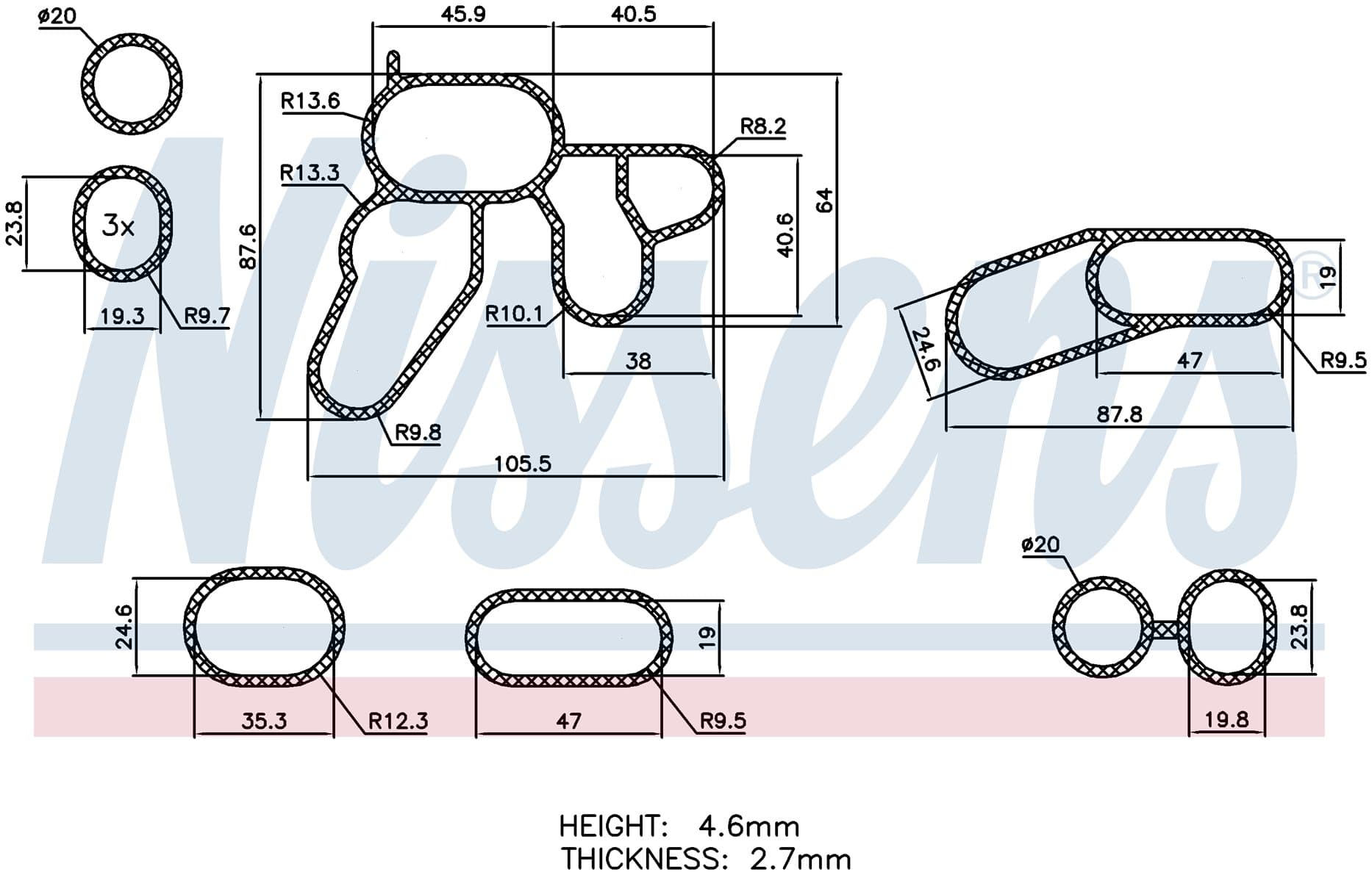 Packningssats, för oljekylare 90700