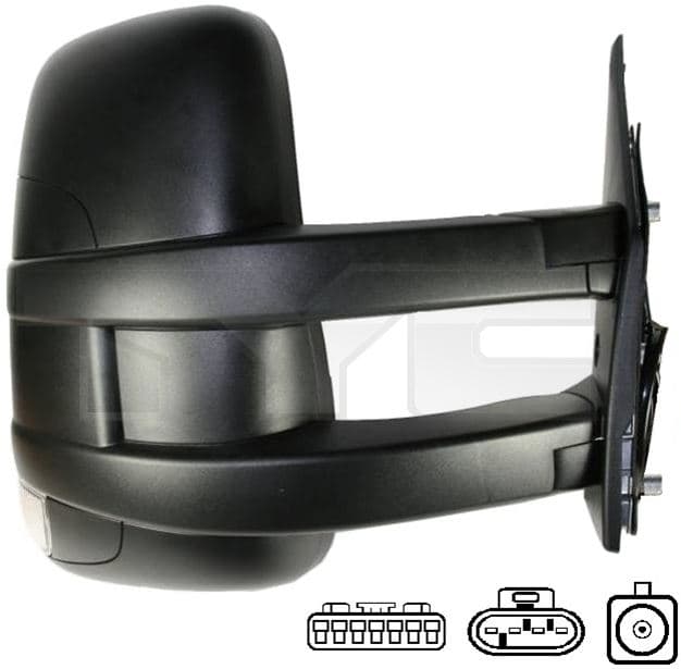 Sidospegel hö eljust/värme/blinkers/antenn/lång arm