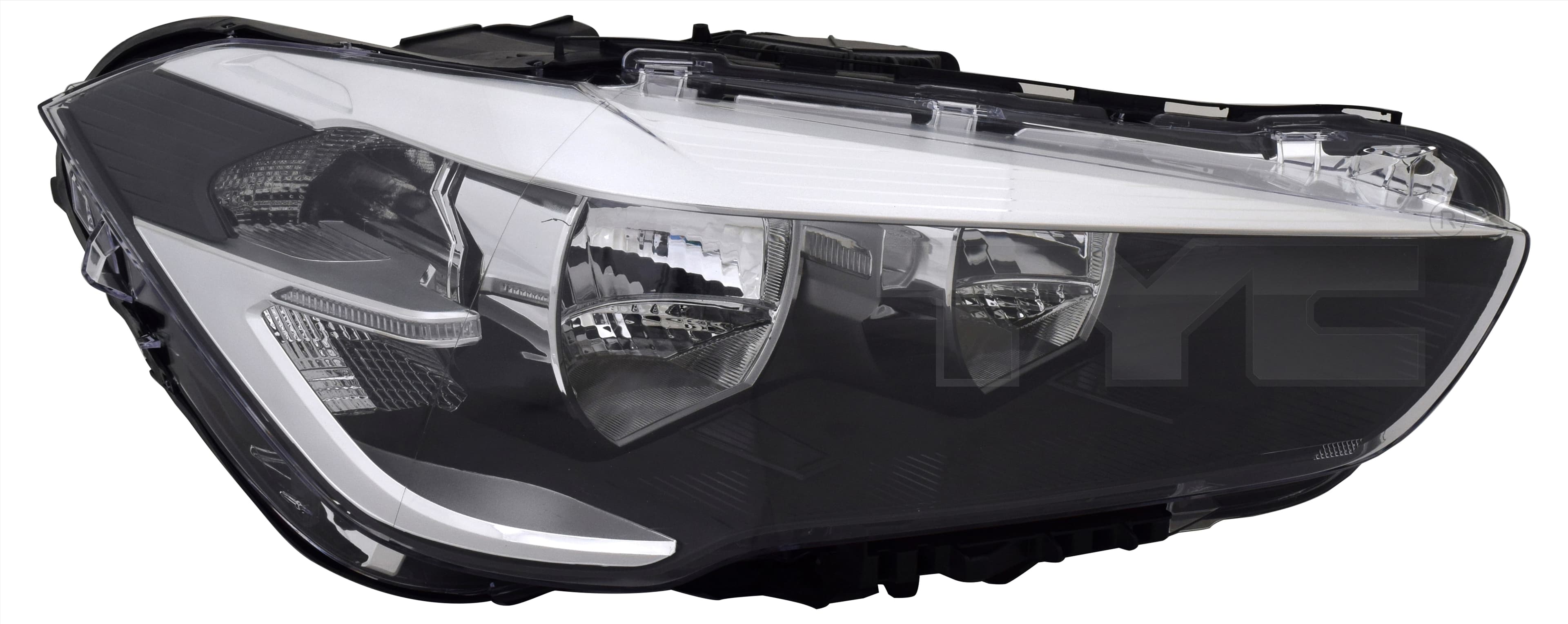 Strålkastare hö, H7/H7/LED, silver, inkl motor från Galwin