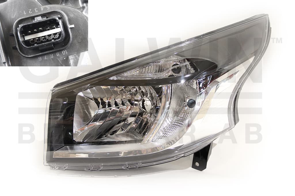 Strålkastare vä, H4, inkl motor, 6-stift, för bil med DRL i strålkast. från Galwin