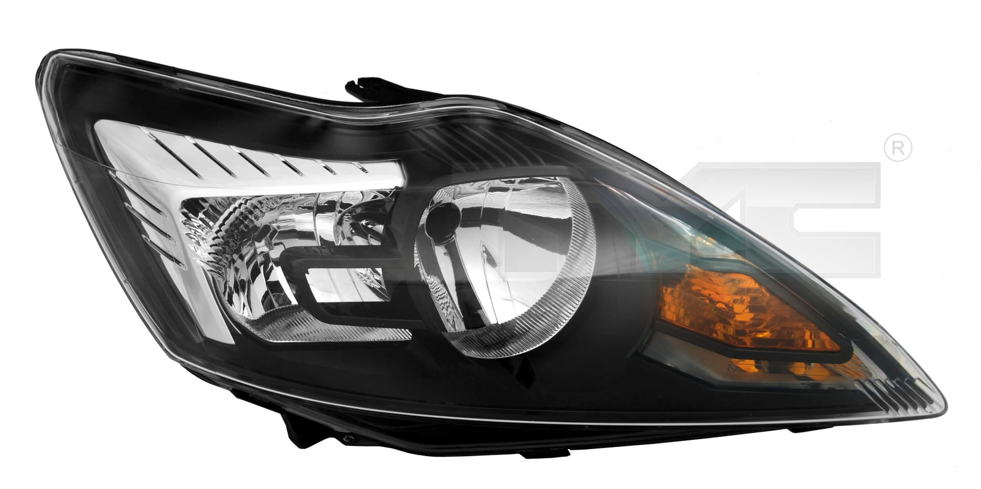 Strålkastare vä H1/H7, svart med krominlägg, med motor från Galwin