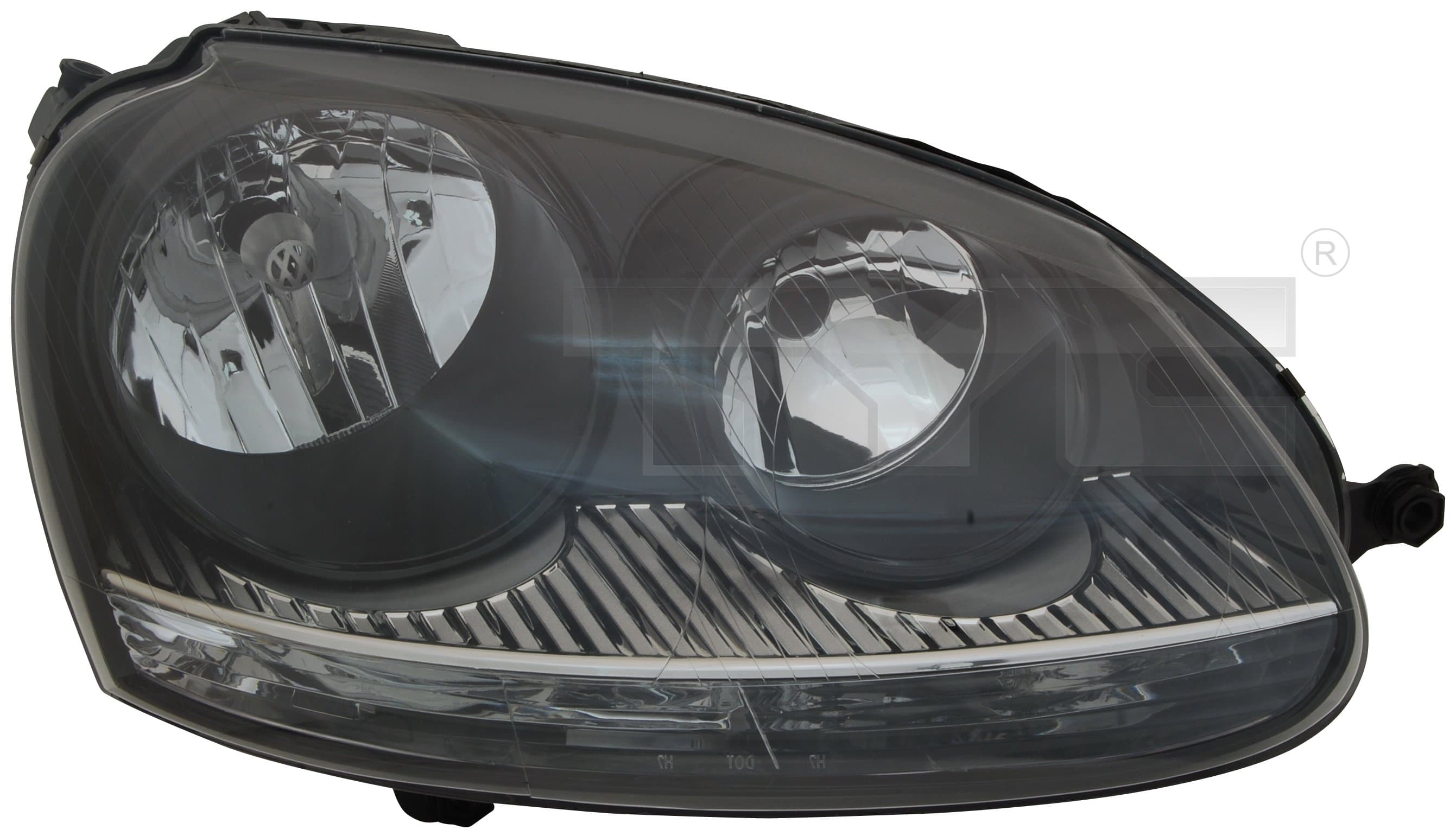 Strålkastare H7/H7 svart hus inkl motor + från Galwin