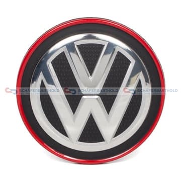 Emblem, navkapsel chrom, röd från Autofrance
