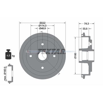 Bromstrumma 34 Ø-222mm från Autofrance
