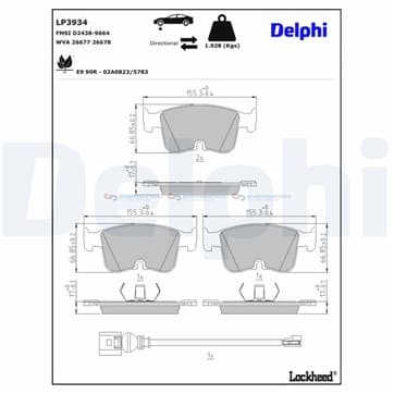Tillbehörssats, bromsbelägg
